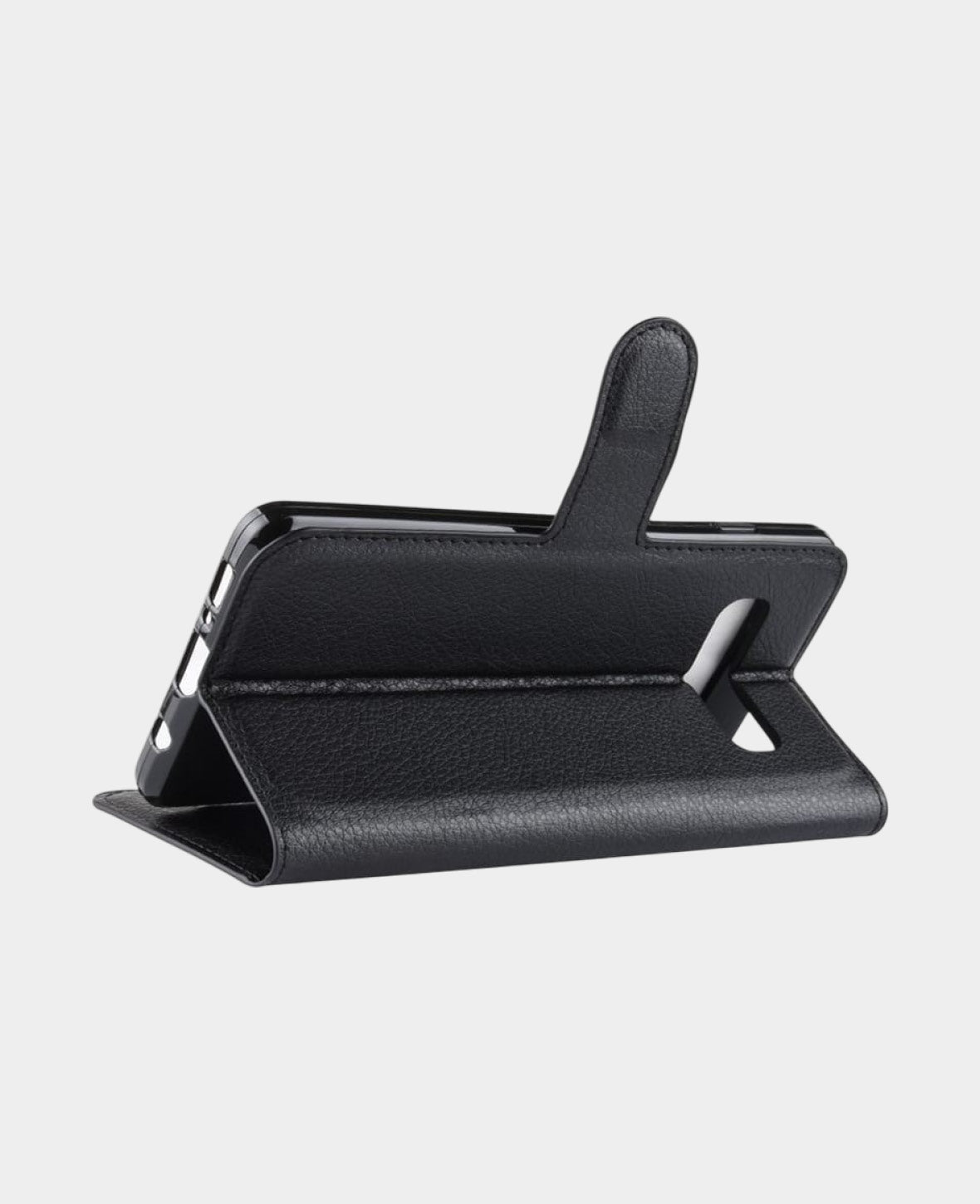 Samsung Galaxy S10 Leder Tasche Flip Cover Litchi Look - Schwarz