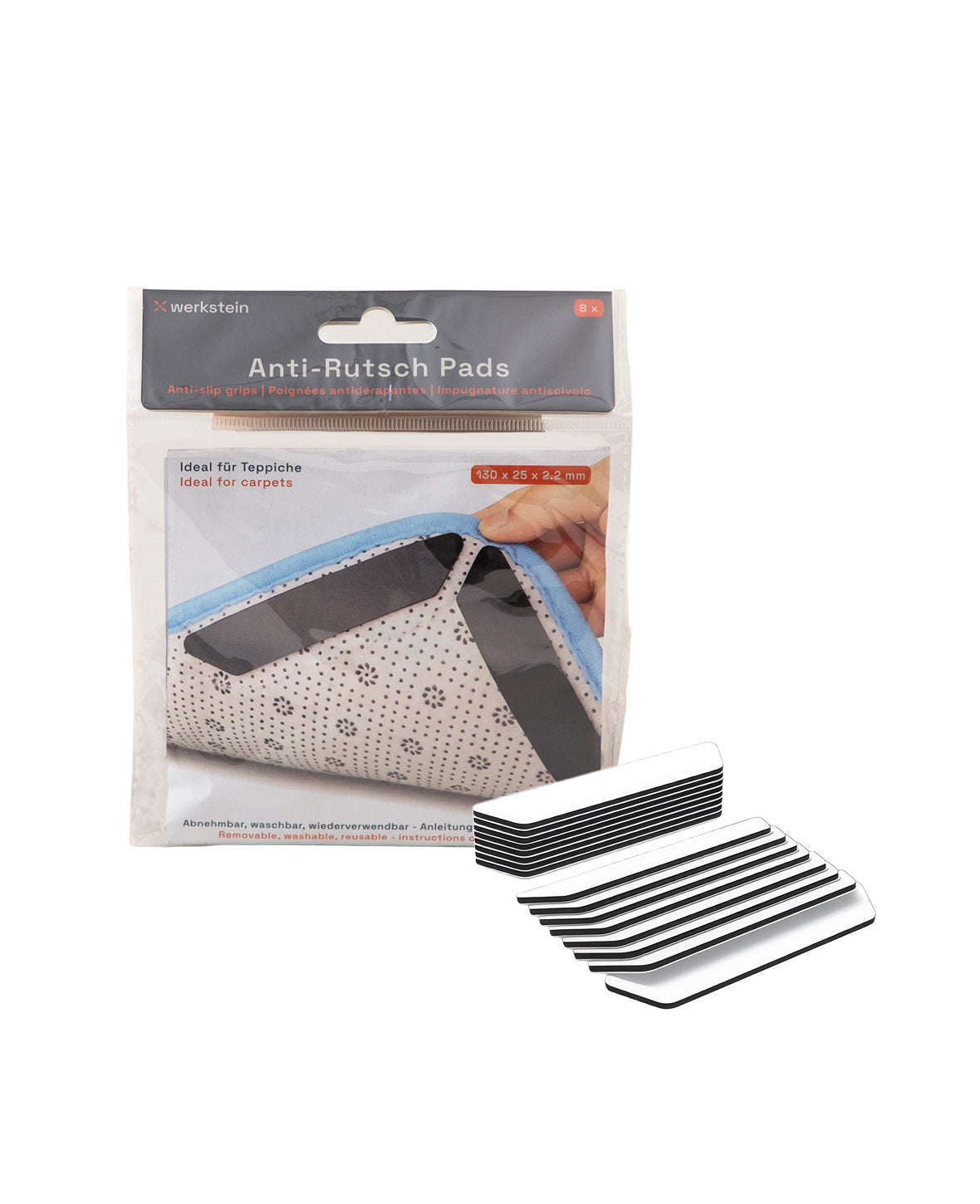 Anti-Rutsch Silikon Pad für Fussmatte / Teppich / Kissen – Schwarz, 8 Stk.