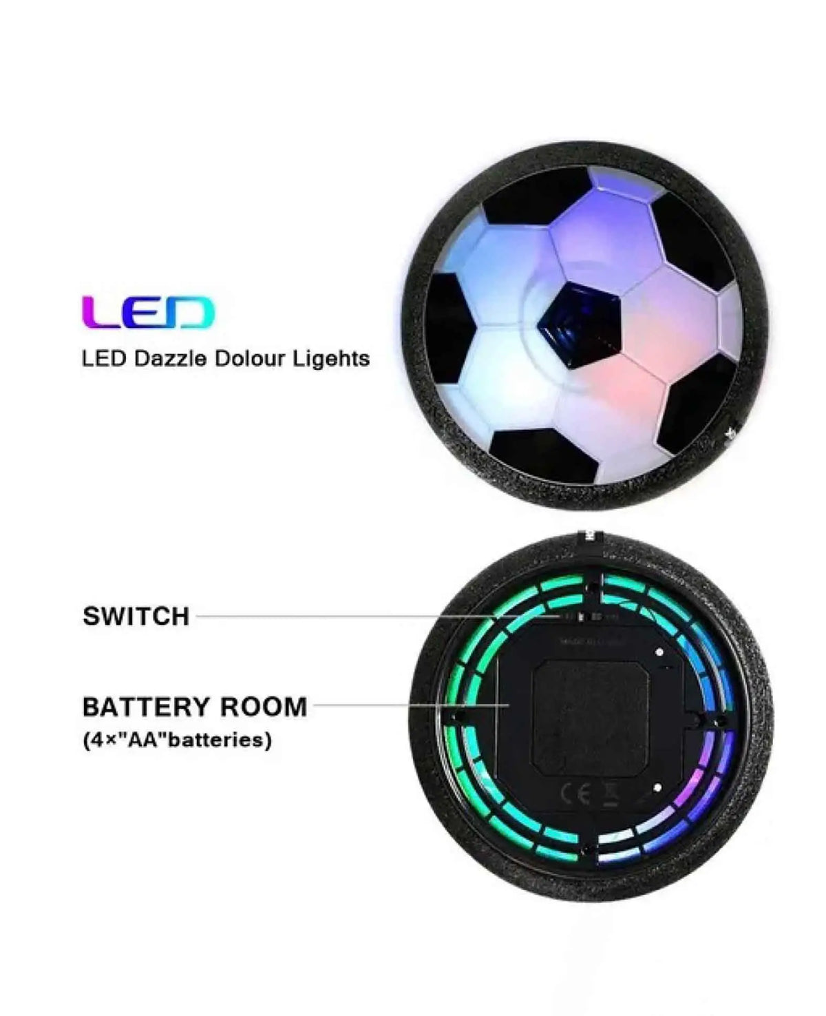 Air Power Fussball Schwebender Indoor Hover Soccer Ball mit LED Beleuchtung