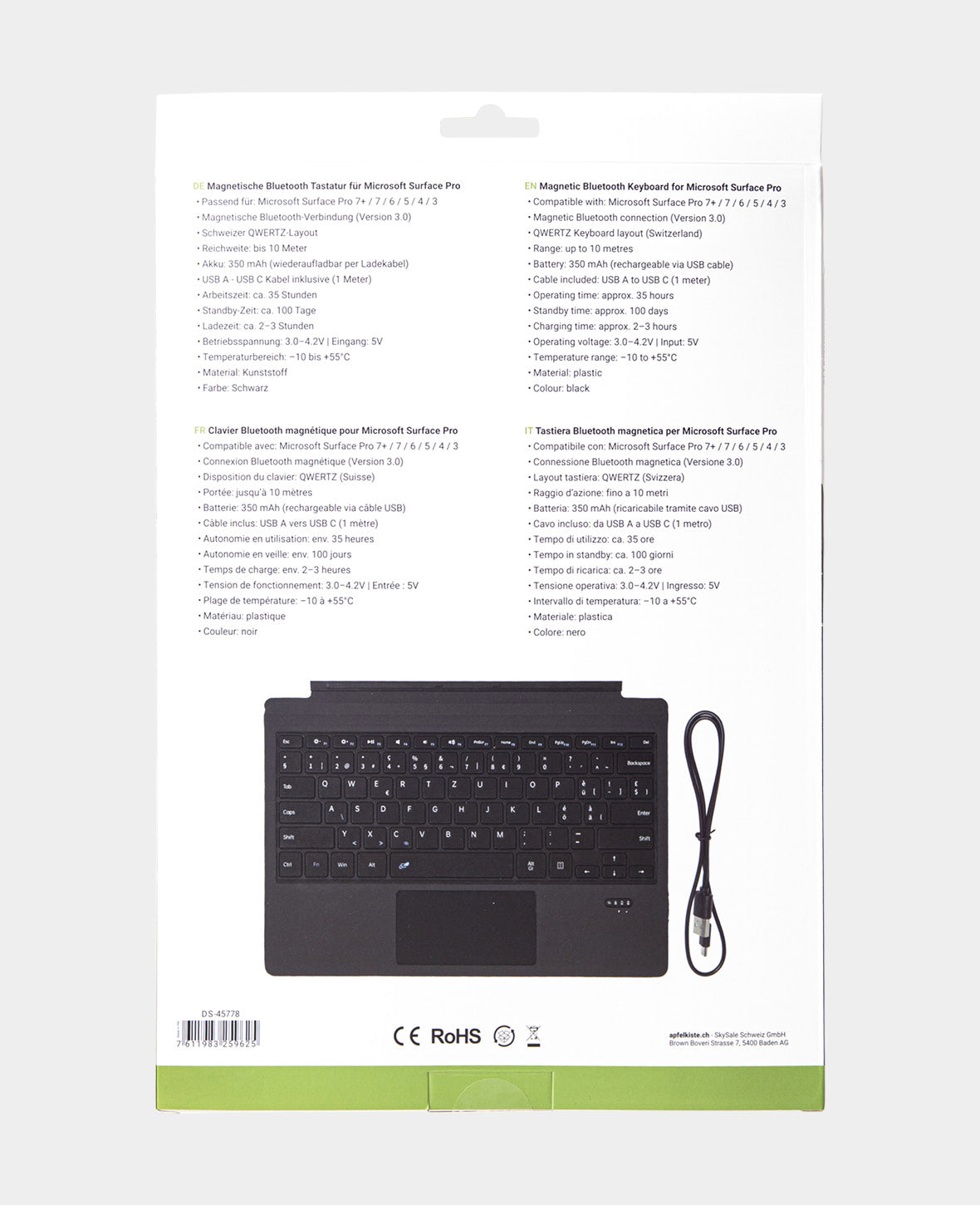 Microsoft Surface Pro 7 / 6 / 5 / 4 / 3 Magnetic Bluetooth Keyboard