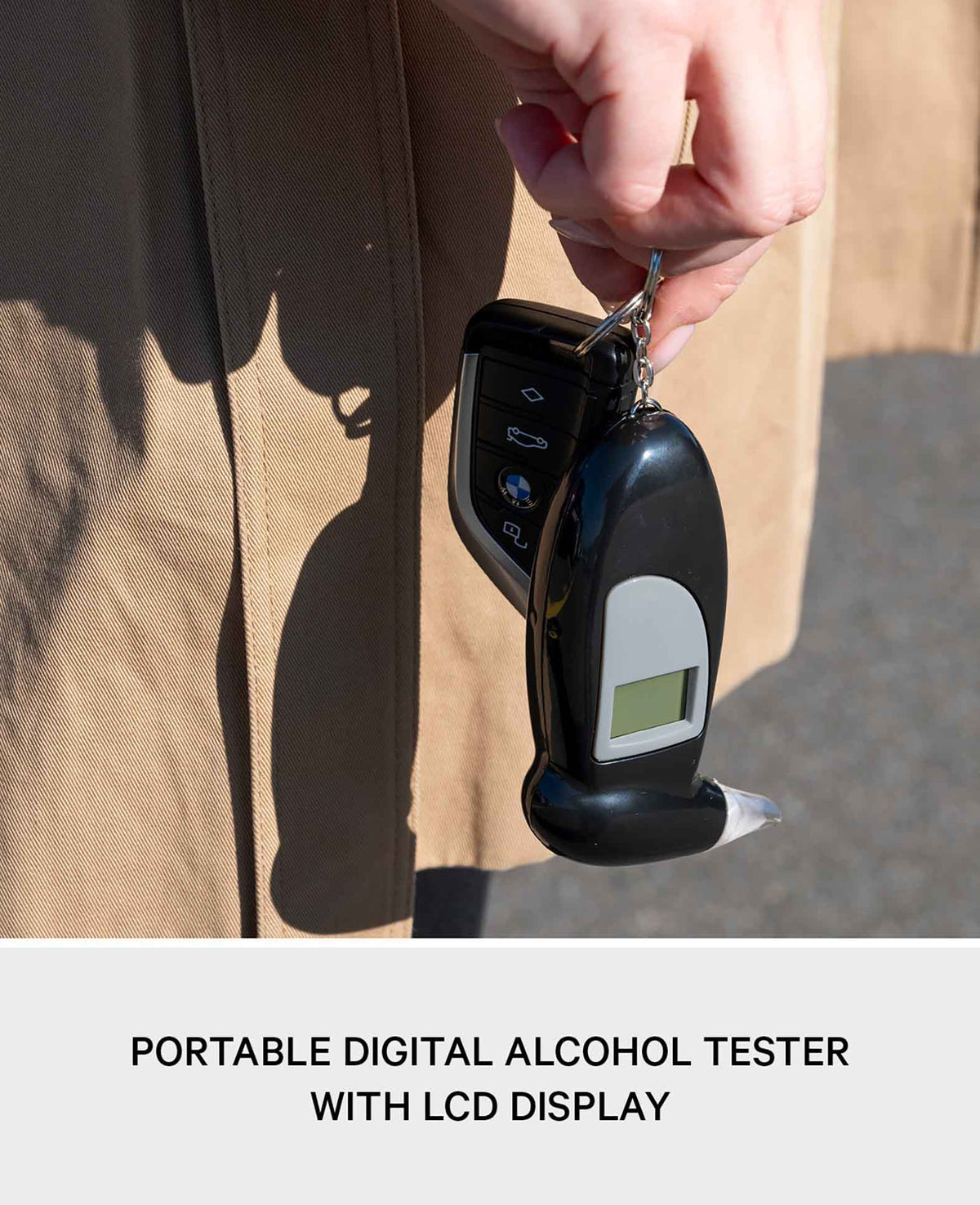 Digitaler LCD Alkohol Tester Atemalkohol Promille Messgerät inkl. 5 Mu