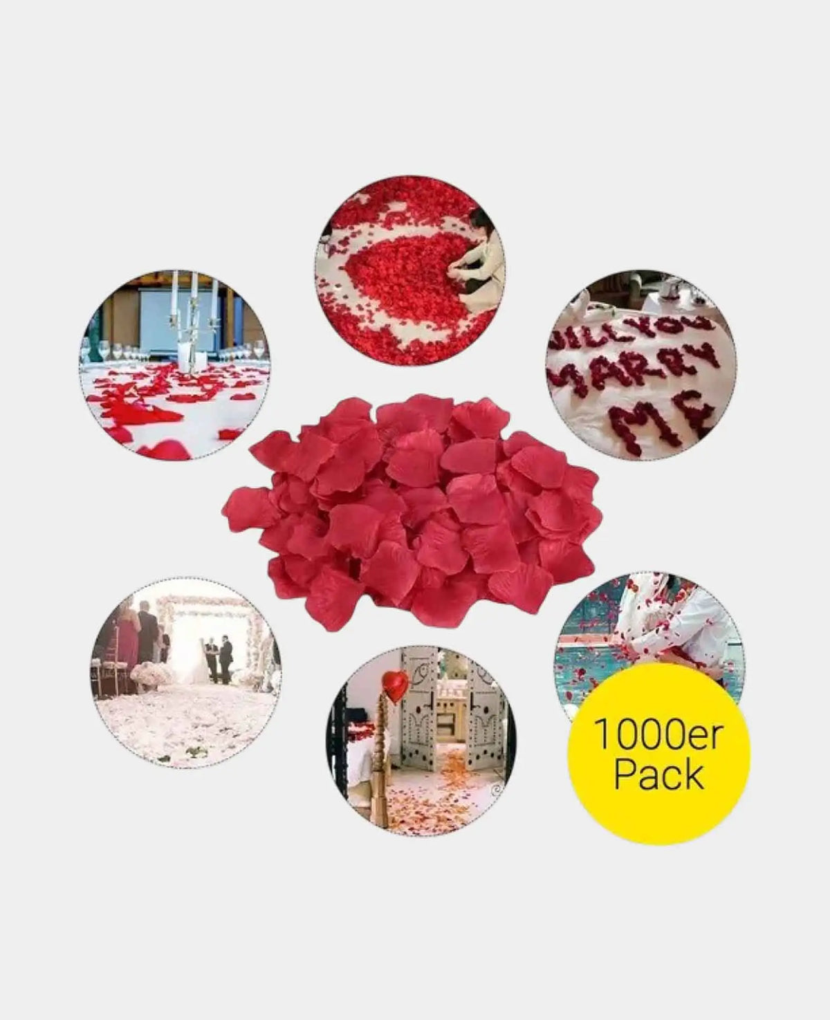 Romantic Rose Petal Flower Blossom Party Decor - Red, 1000 pcs.