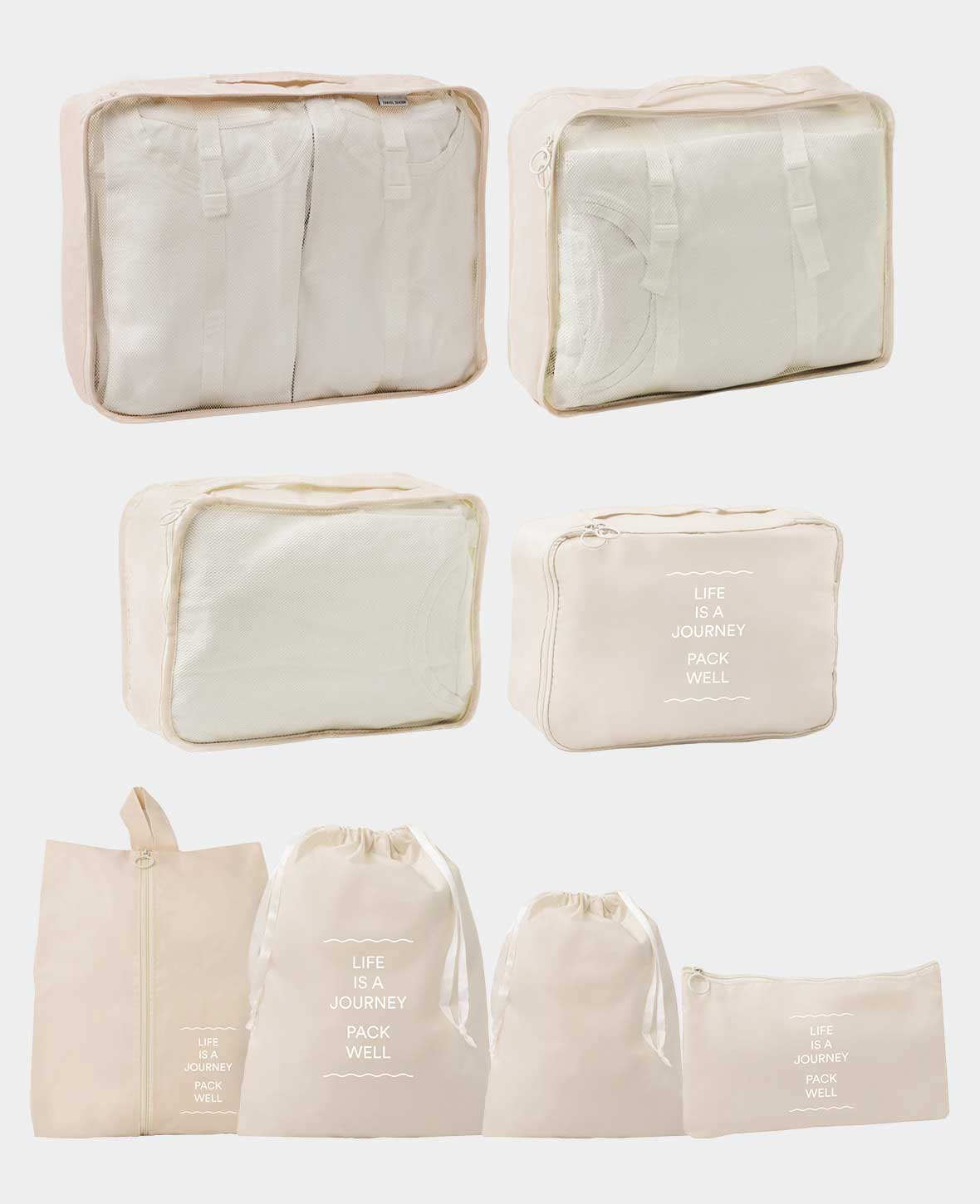8in1 Splashproof Suitcase Organizer Travel Luggage, Beige