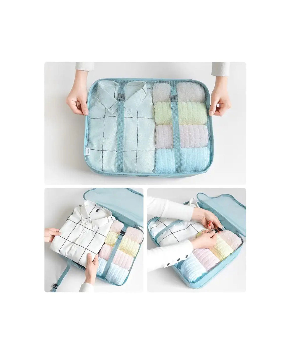 8 in 1 Reise Organiser Set für Koffer & Gepäck – Hellblau