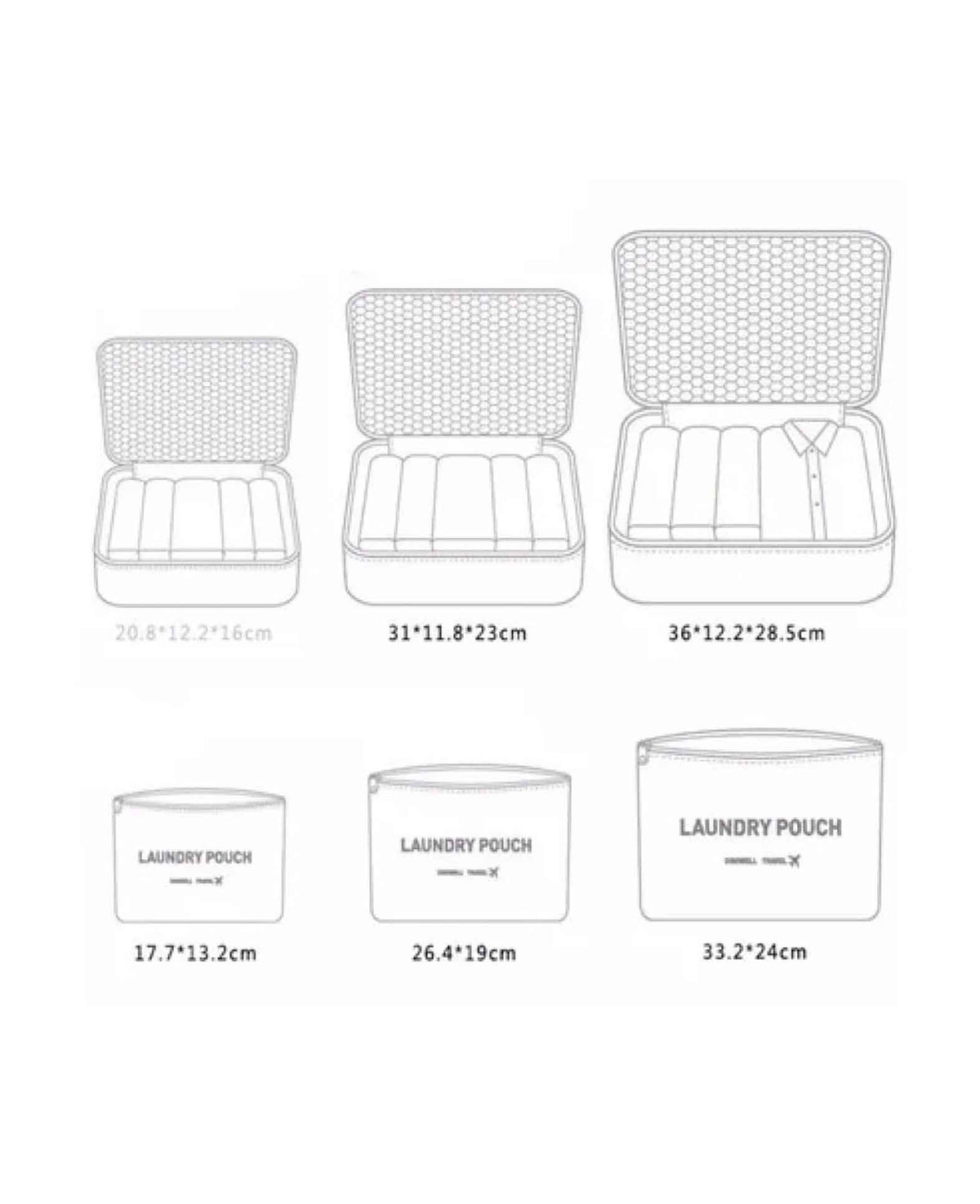 6-in-1 Splashproof Suitcase Organizer Travel Luggage Compression Set