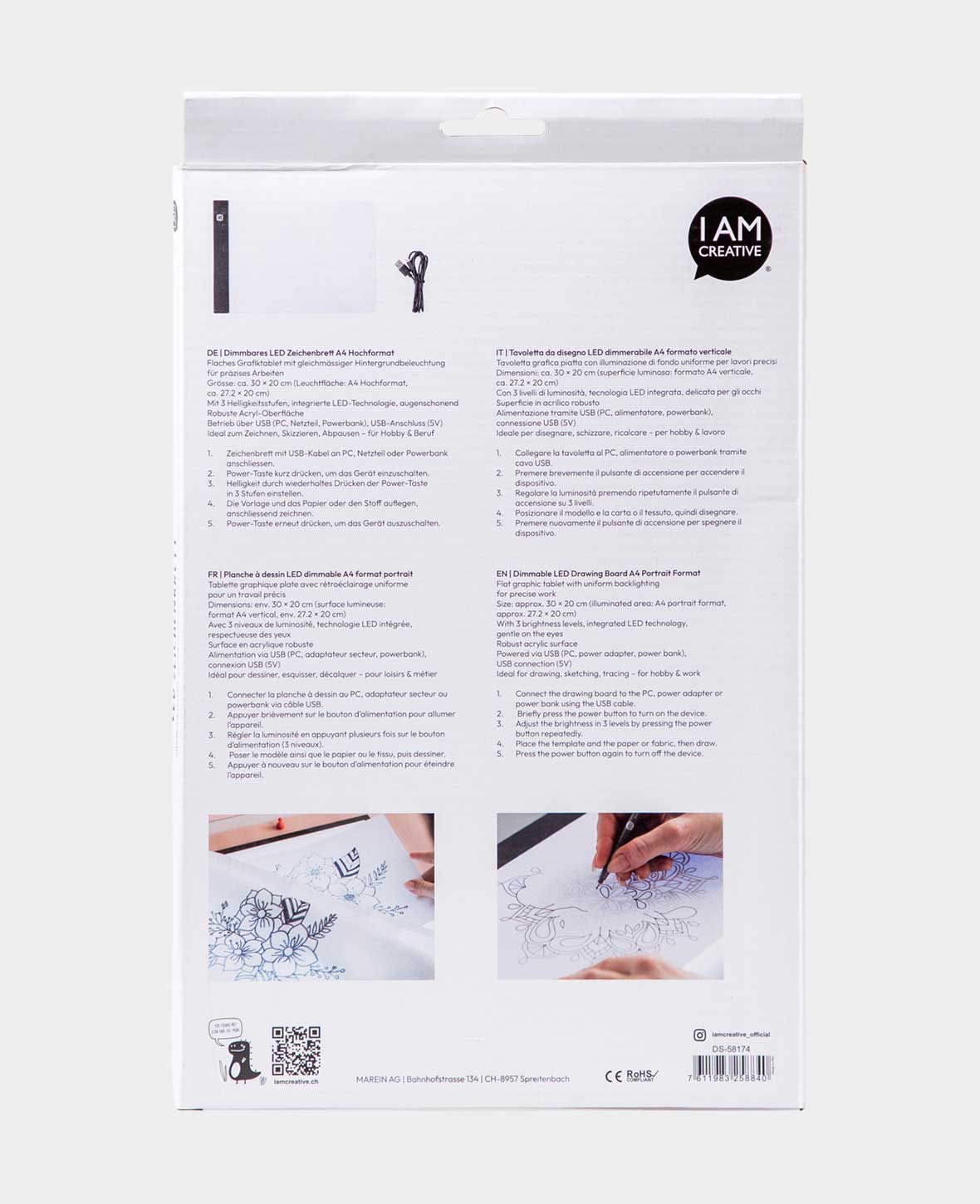 Tablette lumineuse à LED dimmable A4, tablette graphique, table lumineuse, table de copie