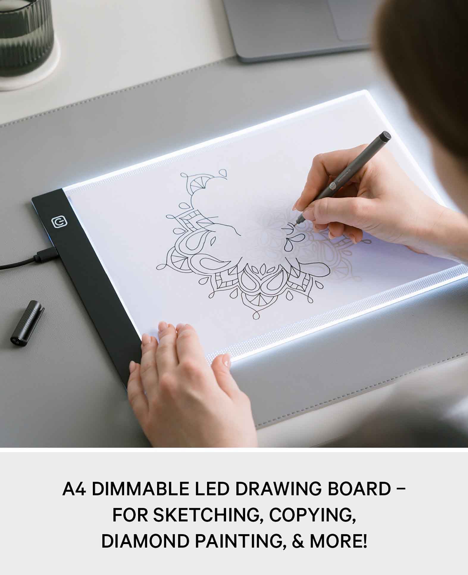 Tablette lumineuse à LED dimmable A4, tablette graphique, table lumineuse, table de copie