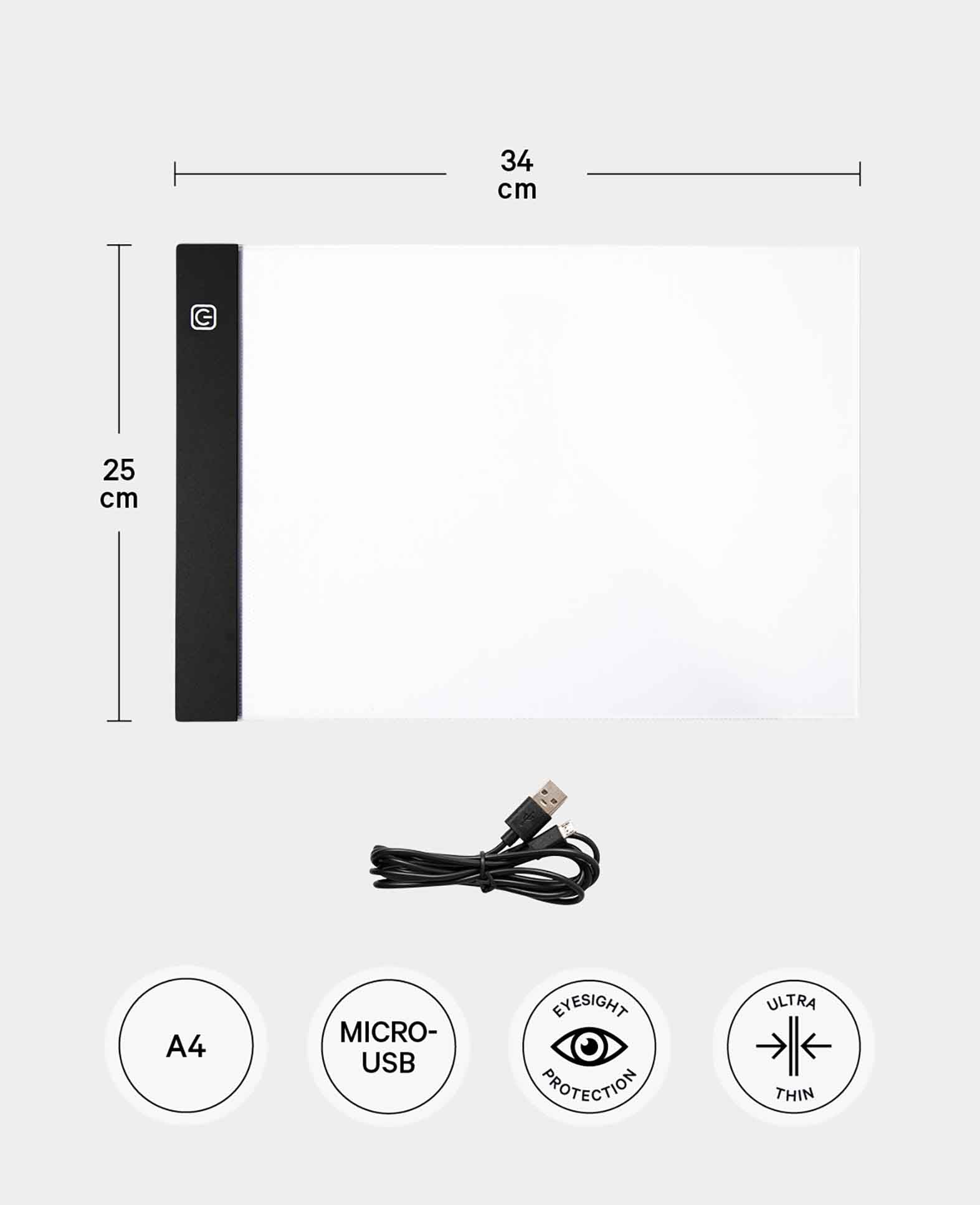 Tablette lumineuse à LED dimmable A4, tablette graphique, table lumineuse, table de copie