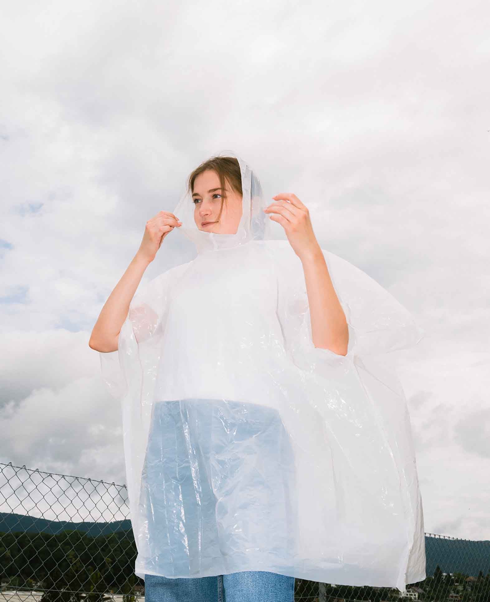 (2er Set) 120cm Unisex Vinyl Rain Jacket Wind Coat Poncho Ball Rainca