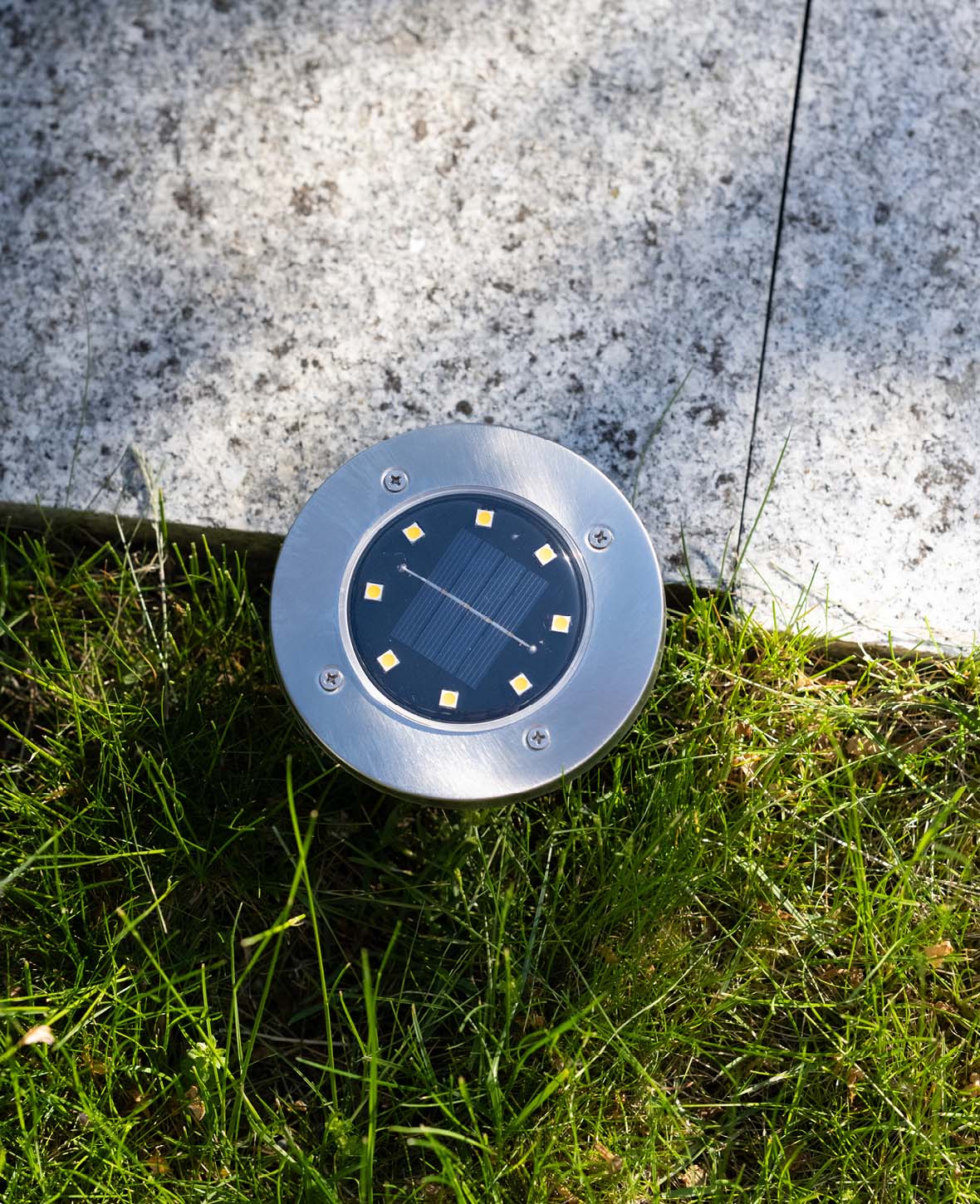 Wasserfeste Solar LED Lampe / Webgeleuchtung aus Edelstahl, 4 Stk.