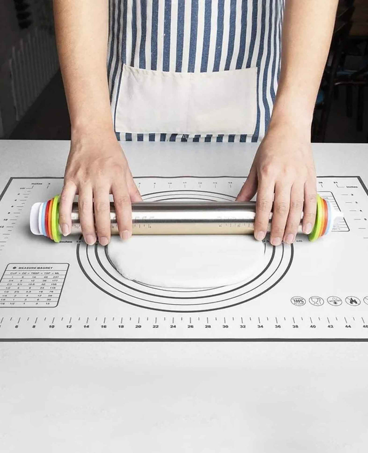 (60x80cm) Tapis de cuisson en silicone antidérapant Tapis à pétrir avec graduation