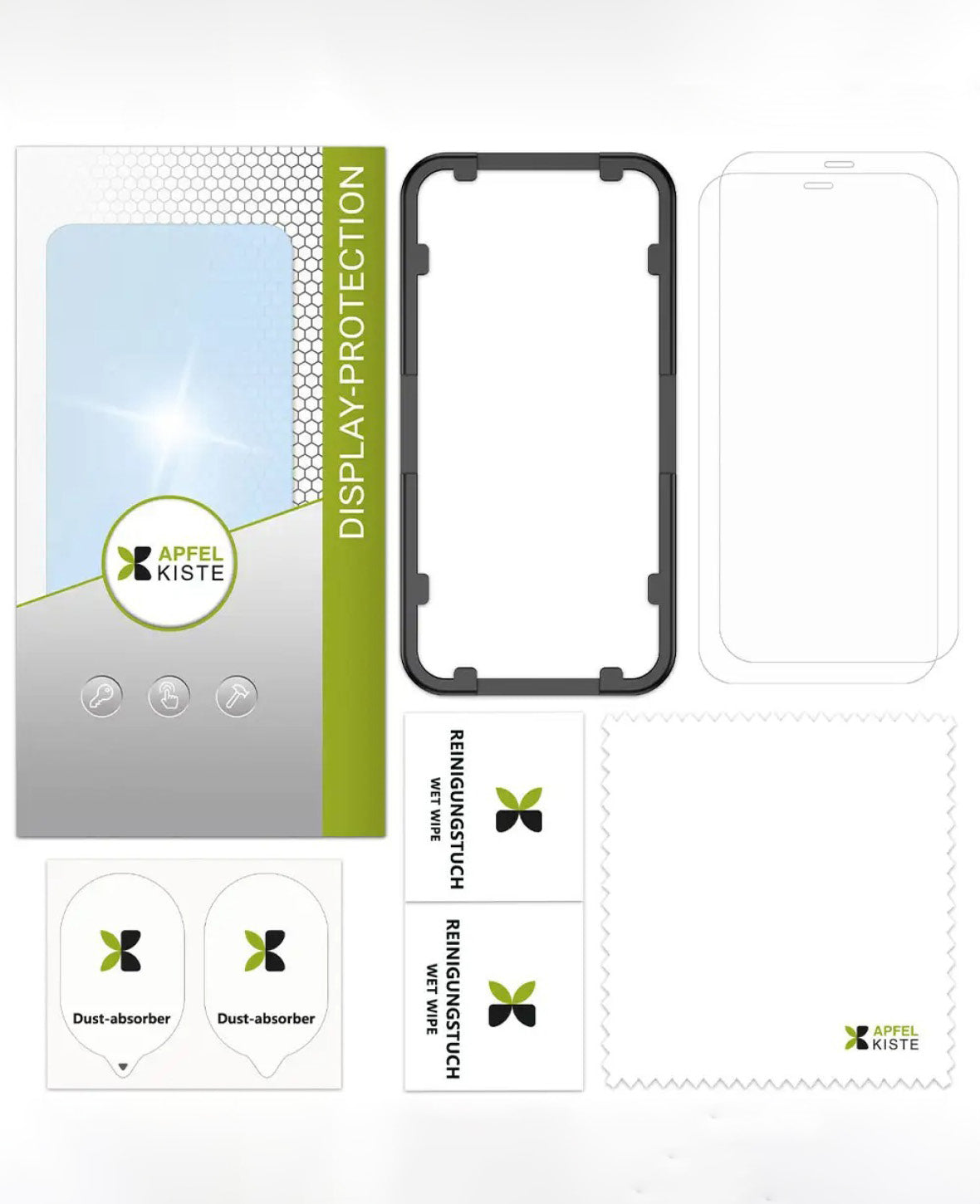 Apfelkiste - (2er Set) iPhone 12 Mini Panzer Glas Display + Montagerah