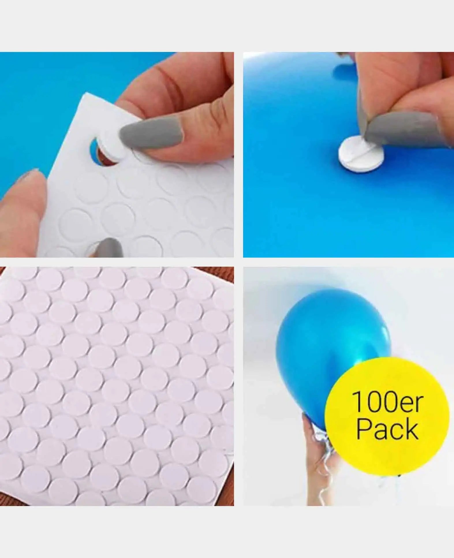 Balloon Adhesive Dots, Double-Sided Adhesive for Balloons, Ø14mm, 100 pcs.
