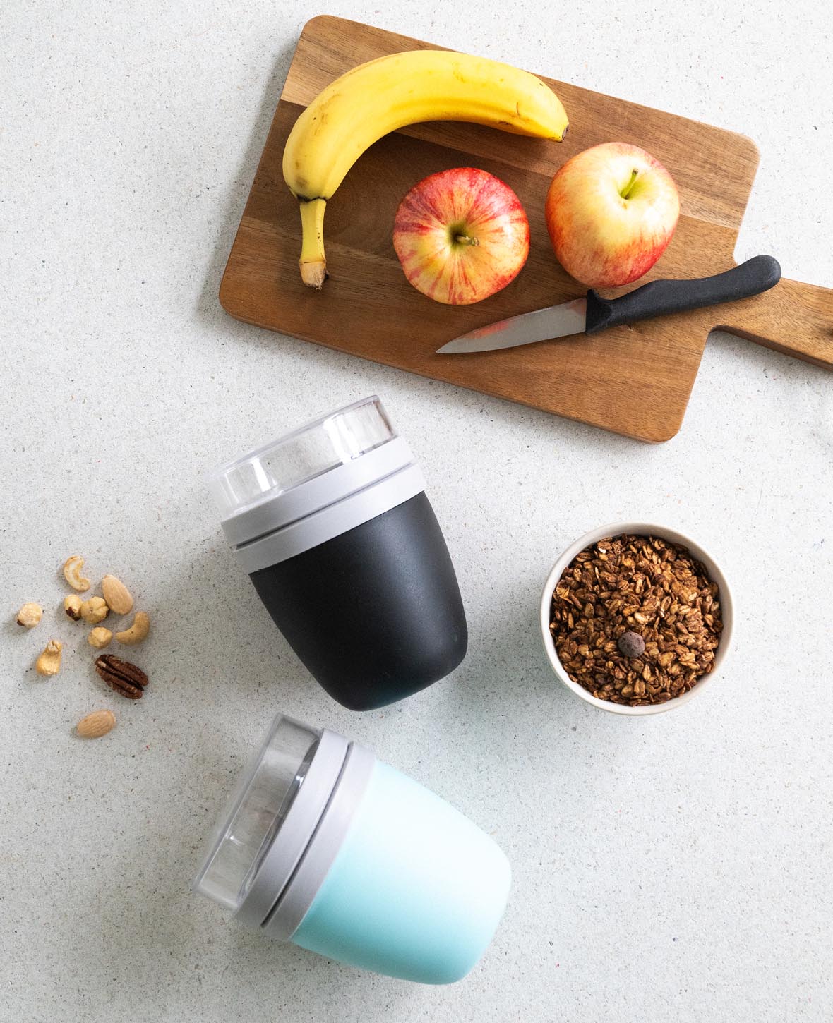 (2-piece set) 700ml Lunch Pot with 2 Food Containers / Muesli / Yoghurt / Su