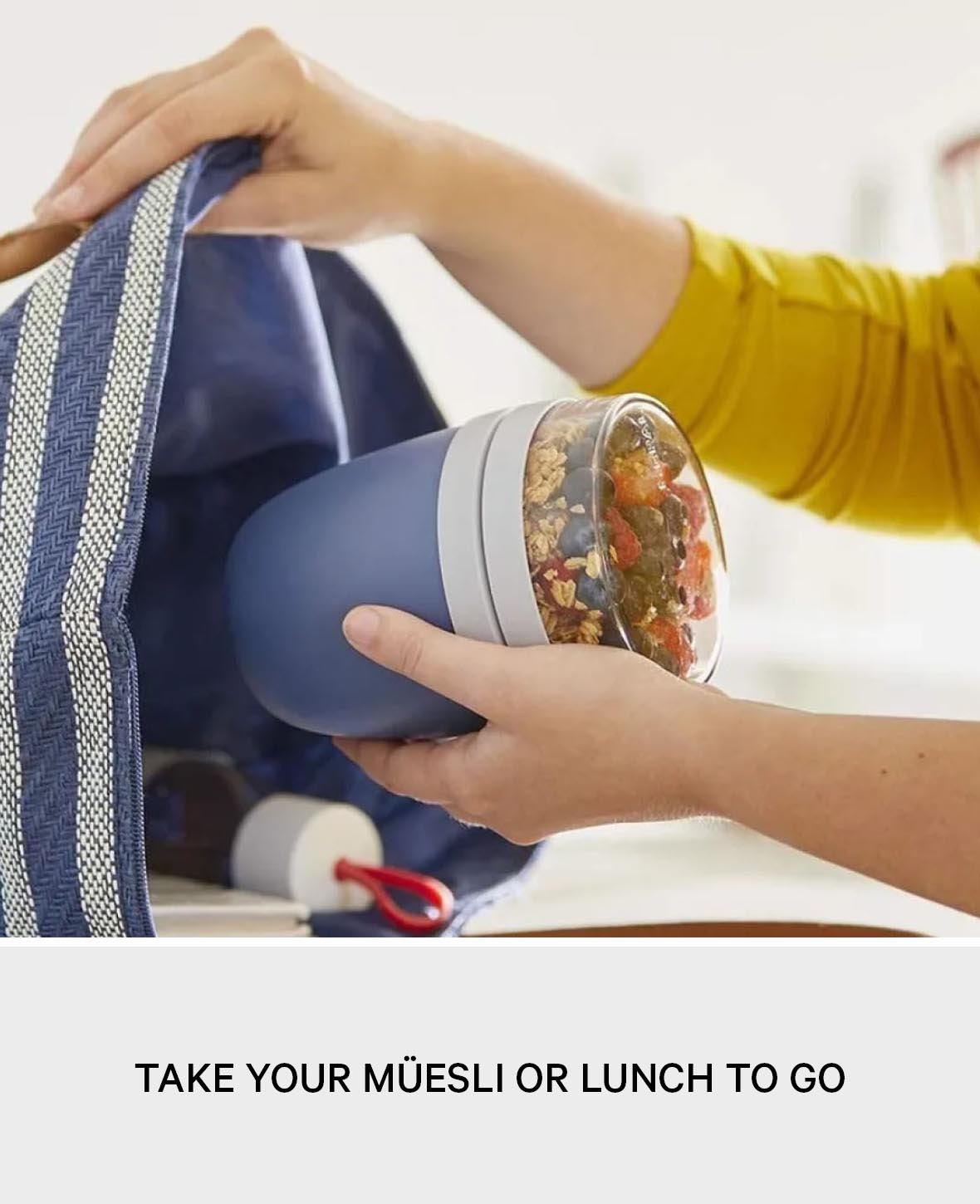 (Lot de 2) Pot à déjeuner 700ml avec 2 compartiments / Muesli / Yaourt / Soupe