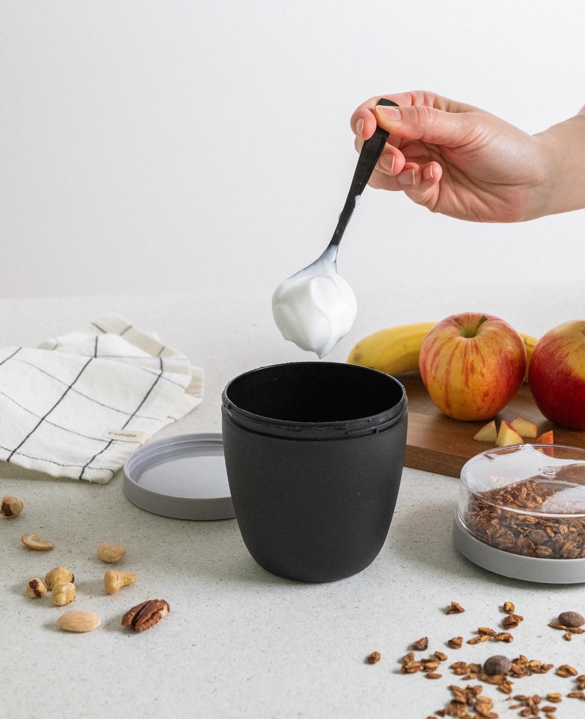 (Lot de 2) Pot à déjeuner 700ml avec 2 compartiments / Muesli / Yaourt / Soupe