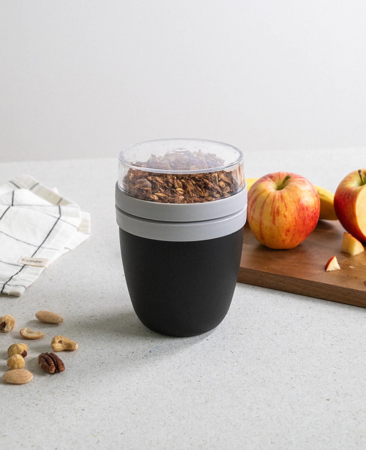 (Lot de 2) Pot à déjeuner 700ml avec 2 compartiments / Muesli / Yaourt / Soupe