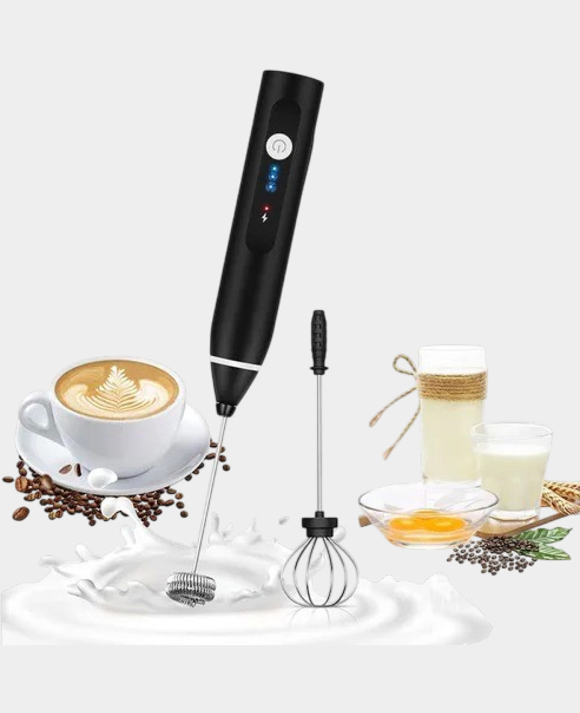 (3-piece set) USB Milk Frother Rechargeable 3-Speed