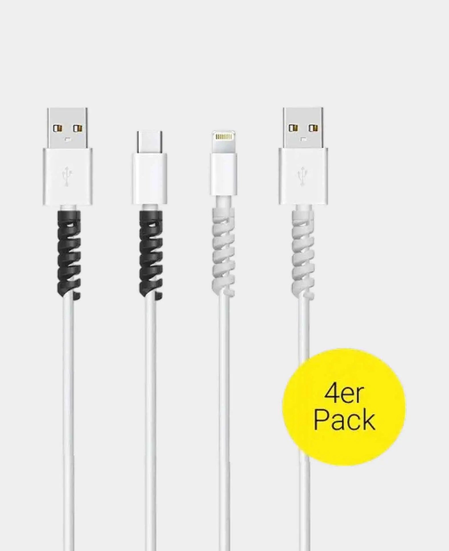 (4er Set) Silikon Kabel Spirale Flexibler Kabel Bruchschutz Knickschut