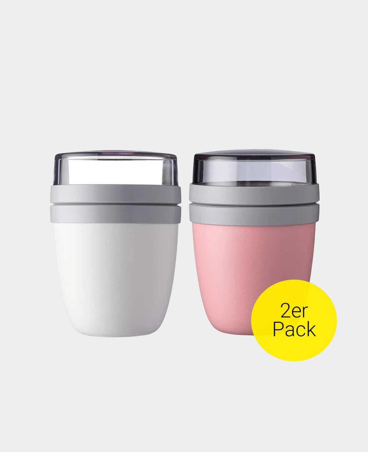 (Set of 2) 700ml Lunch Pot with 2 Food Containers / Muesli / Yogurt / Su