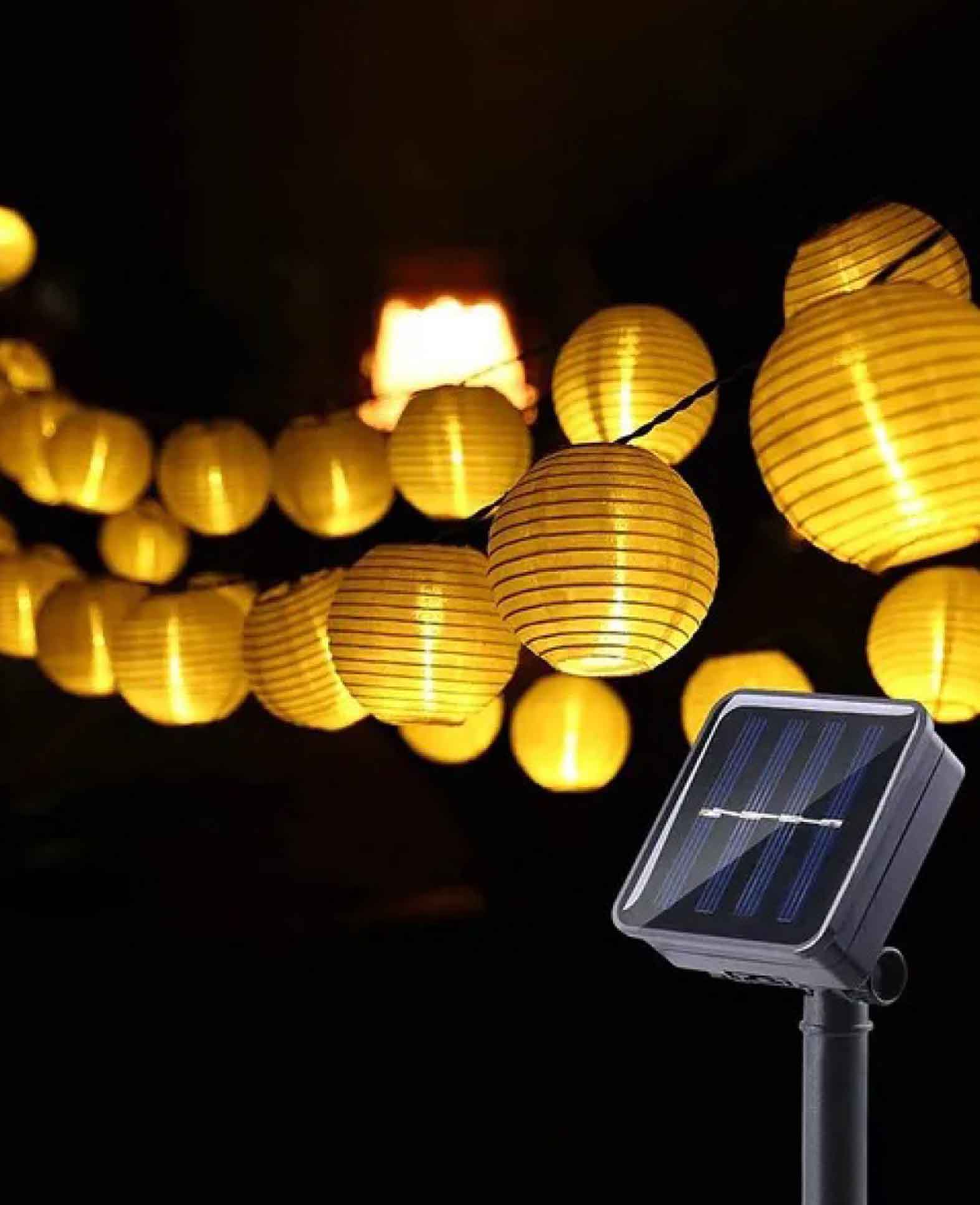 LED Papier Deko Solar Lichterkette / Lampions - Warmweiss, 5 m