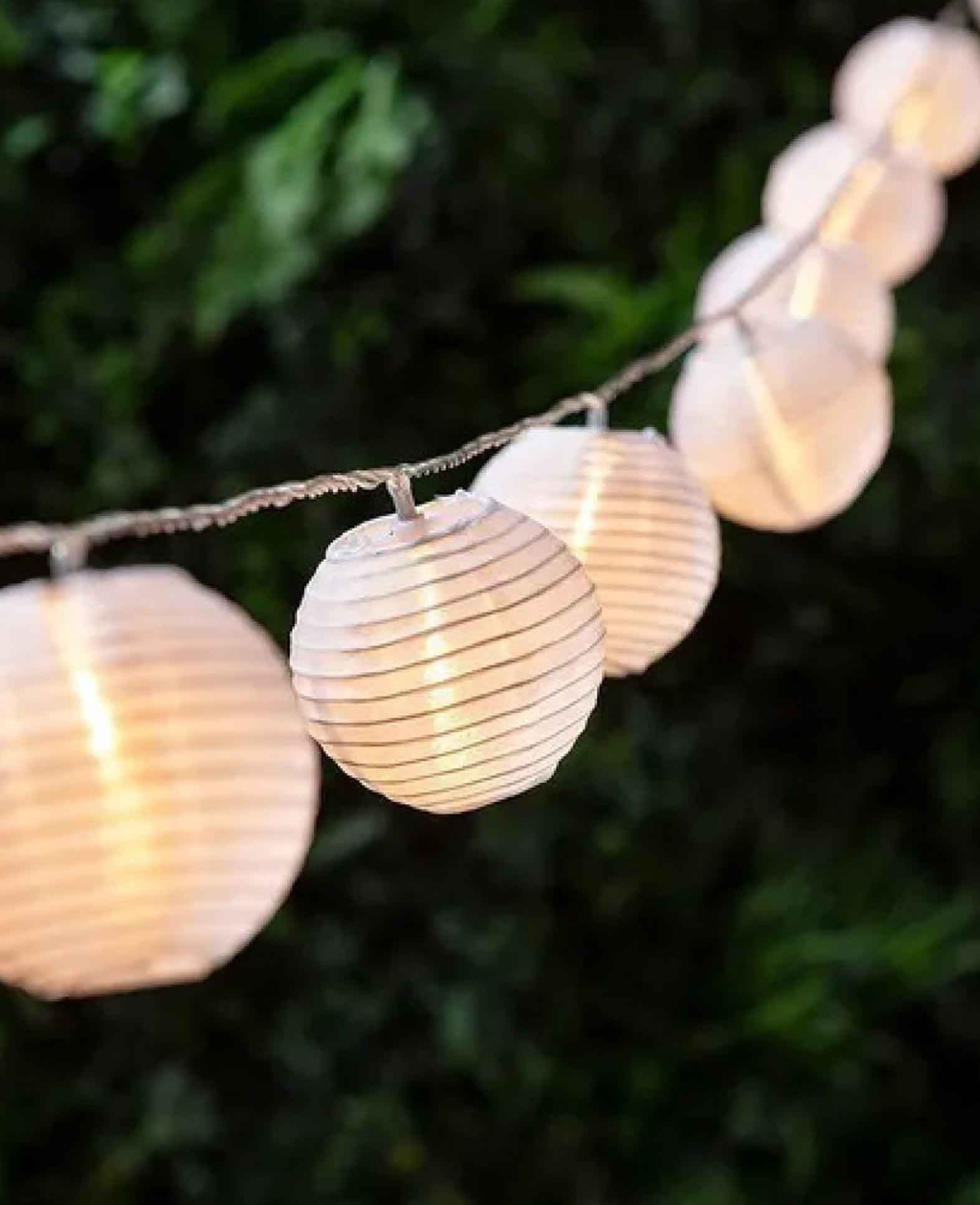 (5 m) Guirlande solaire 20 LED en papier, lampion décoratif, éclairage extérieur