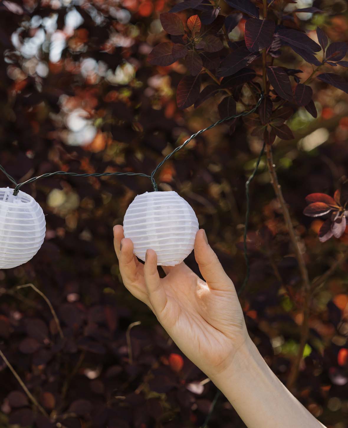 (5 m) Guirlande solaire 20 LED en papier, lampion décoratif, éclairage extérieur
