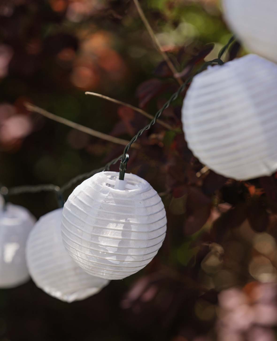 (5 m) Guirlande solaire 20 LED en papier, lampion décoratif, éclairage extérieur