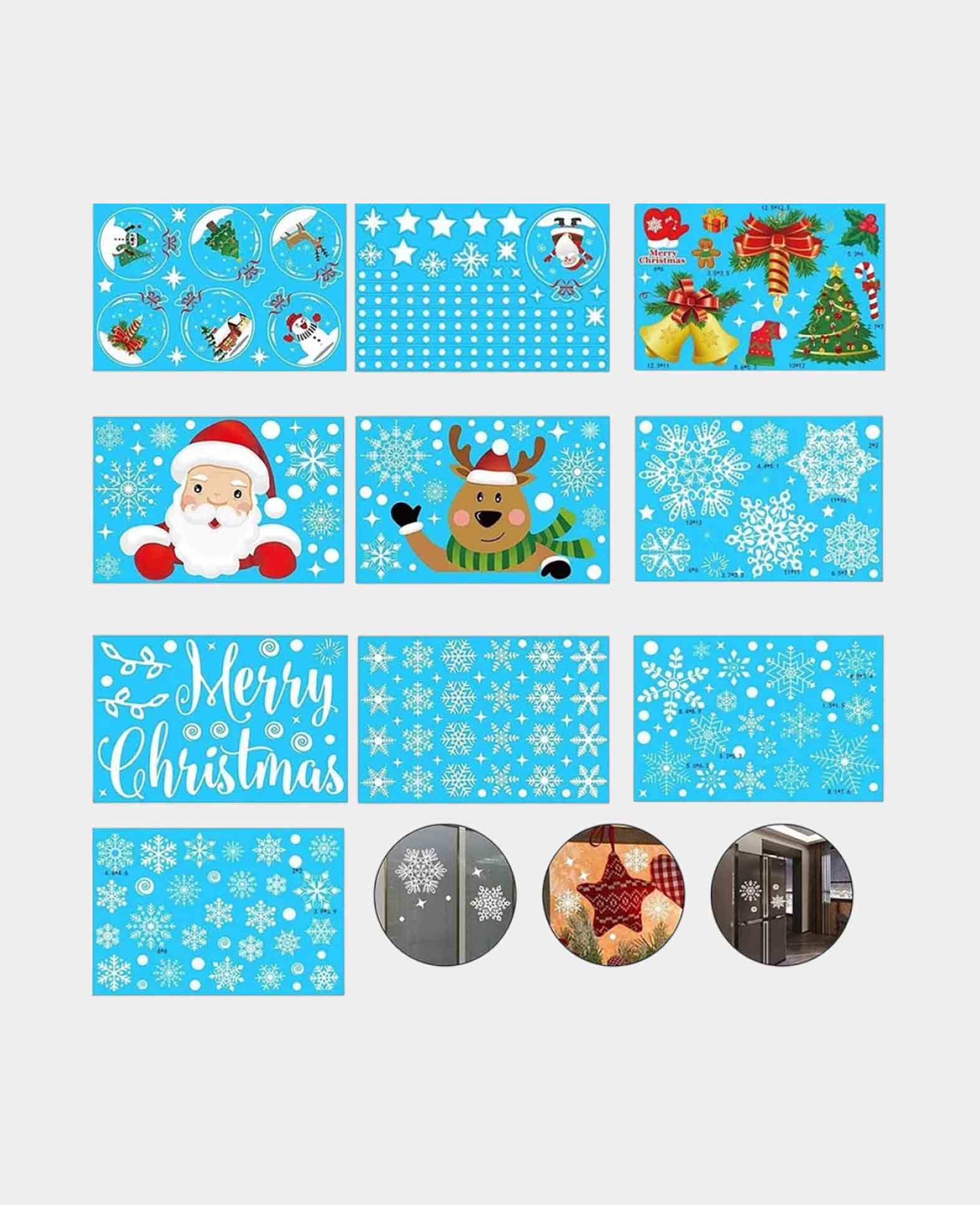 Weihnachts Fenster Folien Aufkleber - Santa / Rentier, 260er Set
