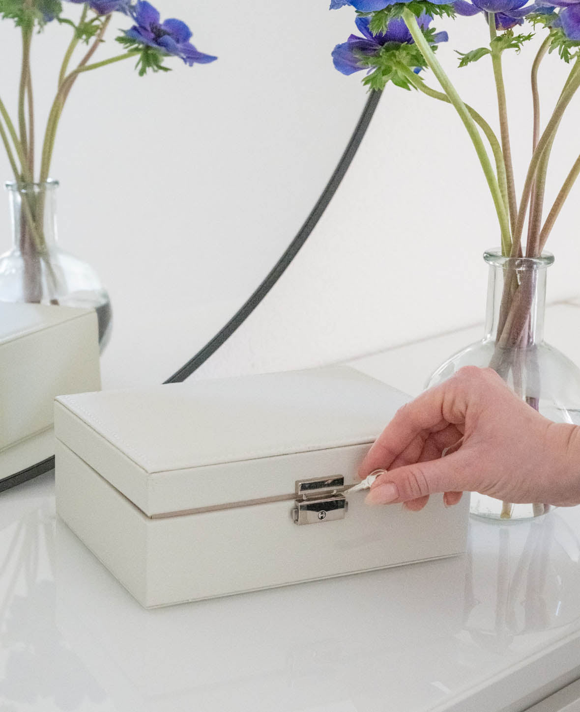 Boîte à bijoux en cuir avec serrure Organisateur de rangement pour bague