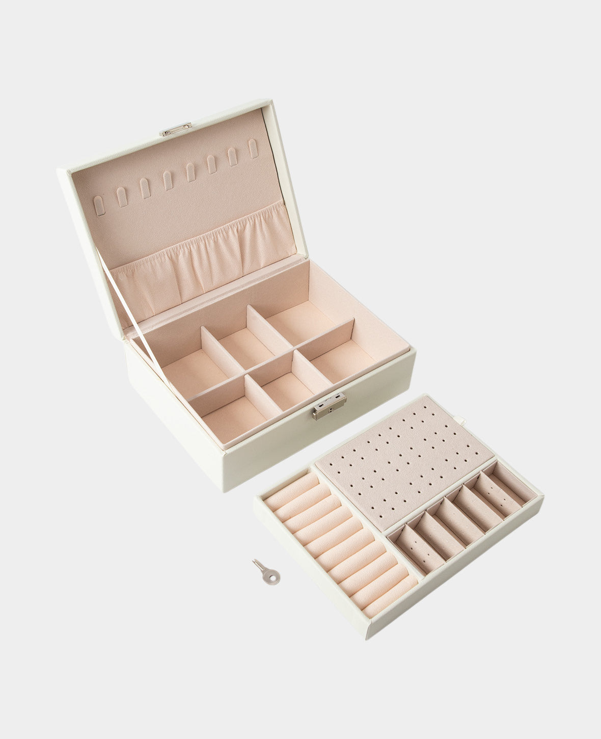 Leather Jewelry Box with Lock Storage Organizer for Ring