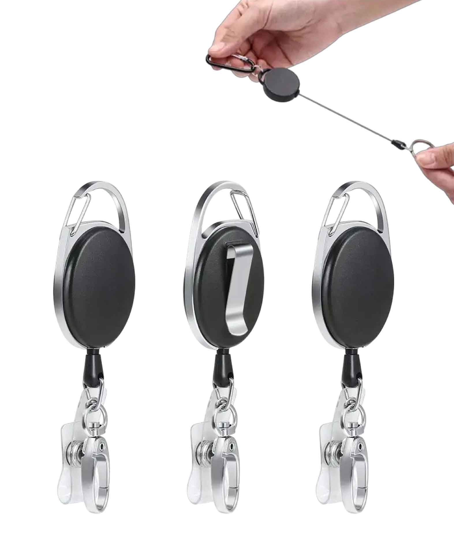 (3er Set) Anti-Lost Key-Bak Schlüsselanhänger mit Gürtelclip + Kartenh