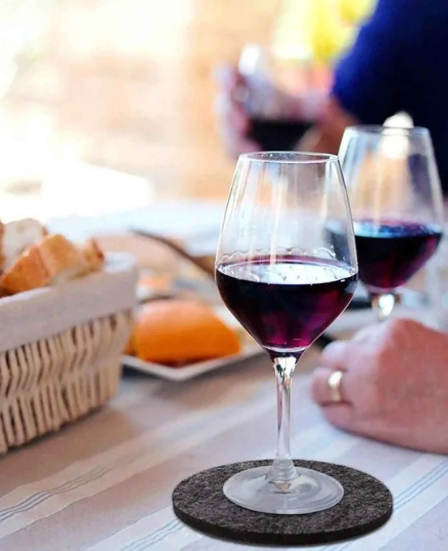 (Set of 10) Ø10cm Felt Drink Coasters + Holder