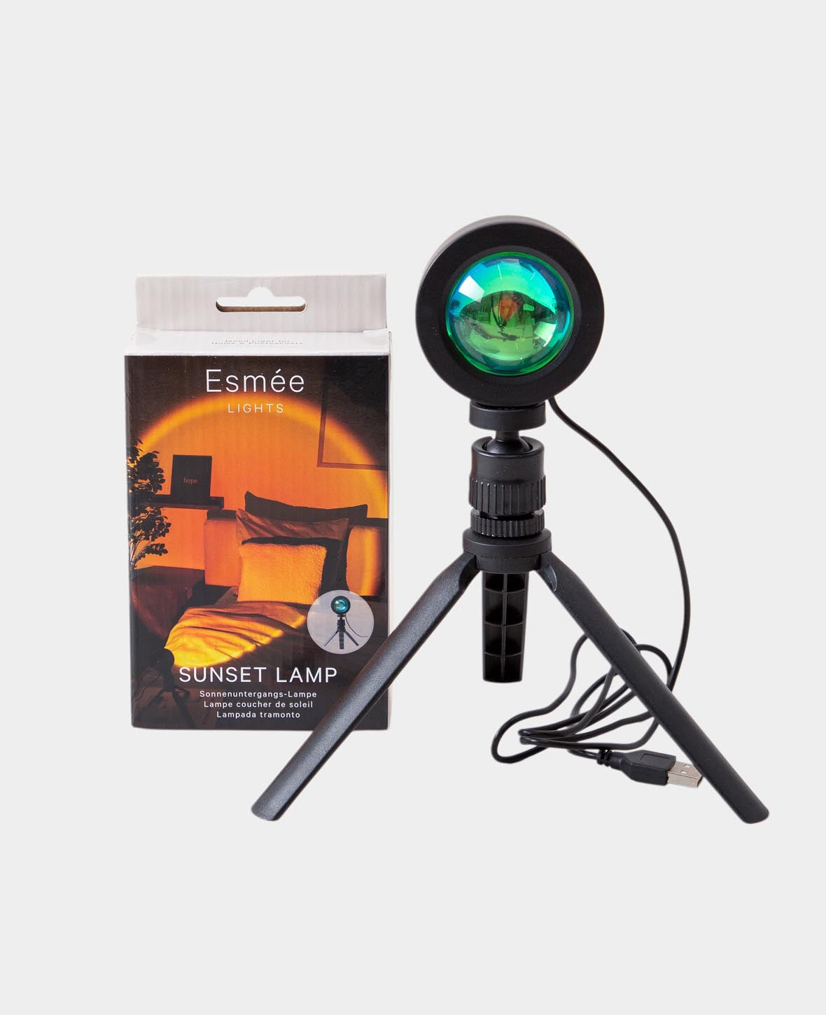 Sonnenuntergang Projektor Lampe USB Nachtlicht mit Tripod Stativ, Schwarz