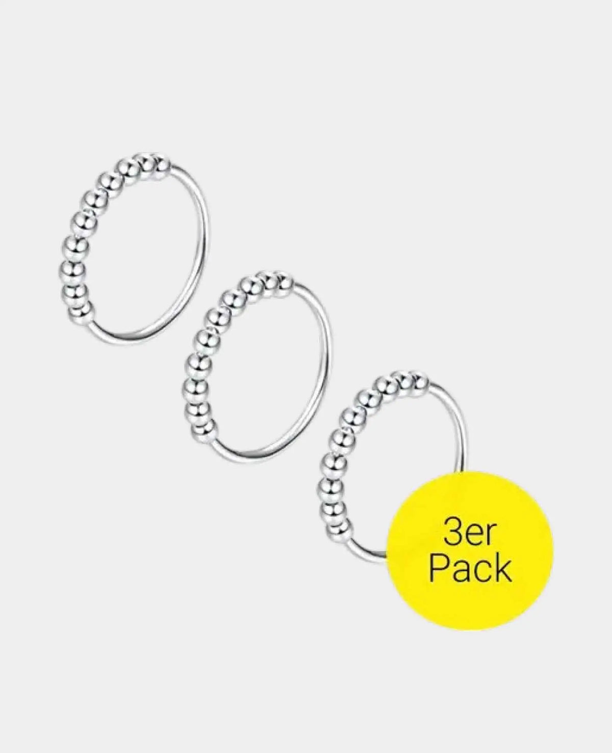 (3-Piece Set) Anti-Stress Fidget Finger Ring - Silver
