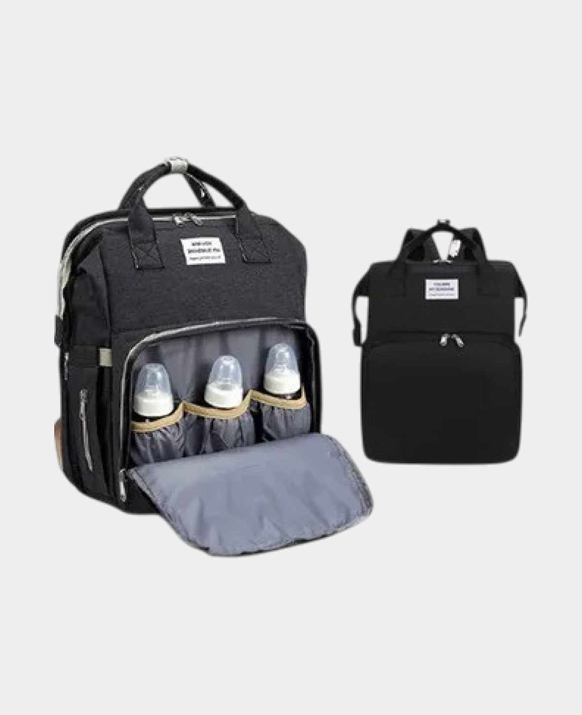2in1 Baby Reise Rucksack Wickeltasche + Schlafbett, 47x36x12cm - Schwarz