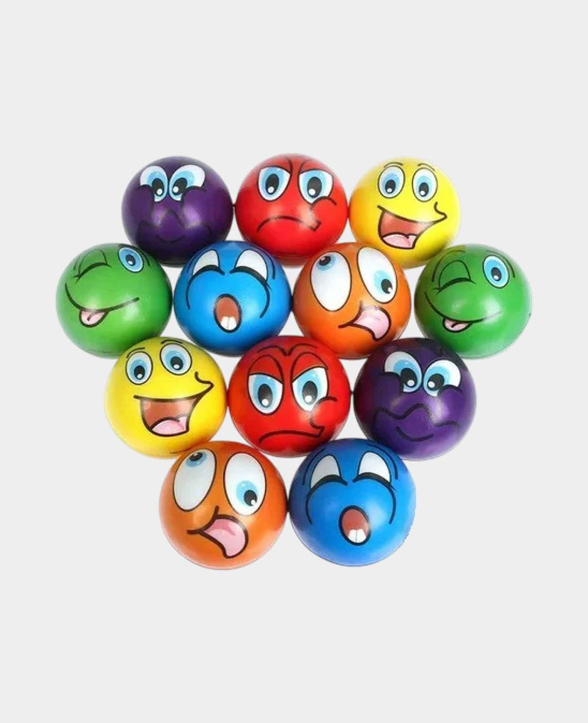 Anti Stress Schaumstoff Bälle Emoji Fidget Spiel, Bunt, Ø6cm, 12 Stk.
