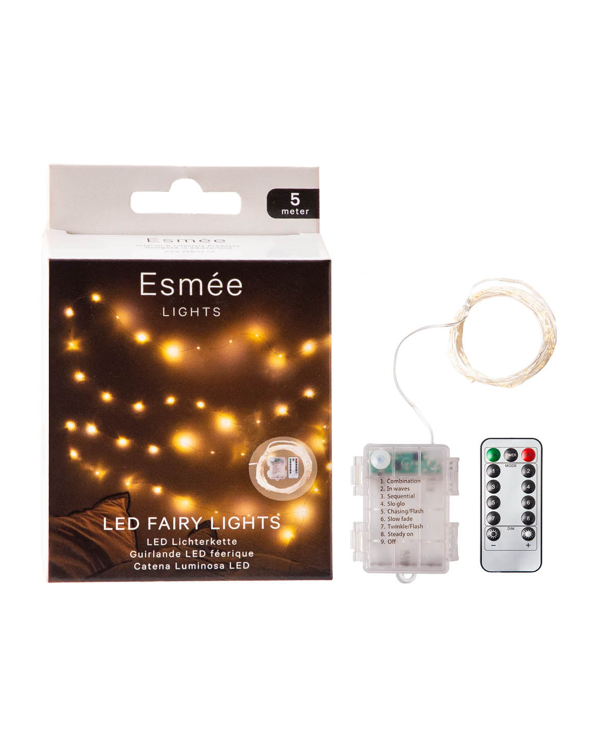 LED Draht Lichterkette Beleuchtung 8 Modi - Warmweiss, 5m