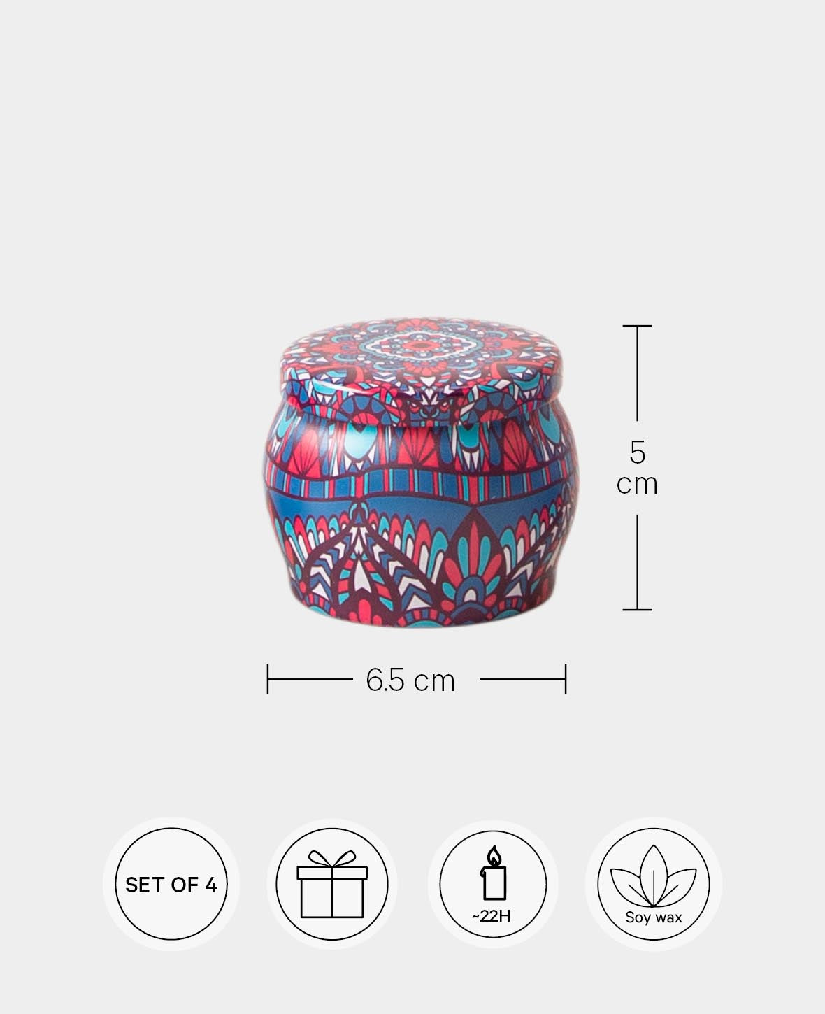 Duft Kerzen Geschenkset im Mandala Design - 100% Sojawachs