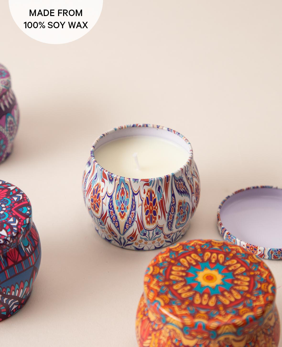 Duft Kerzen Geschenkset im Mandala Design - 100% Sojawachs