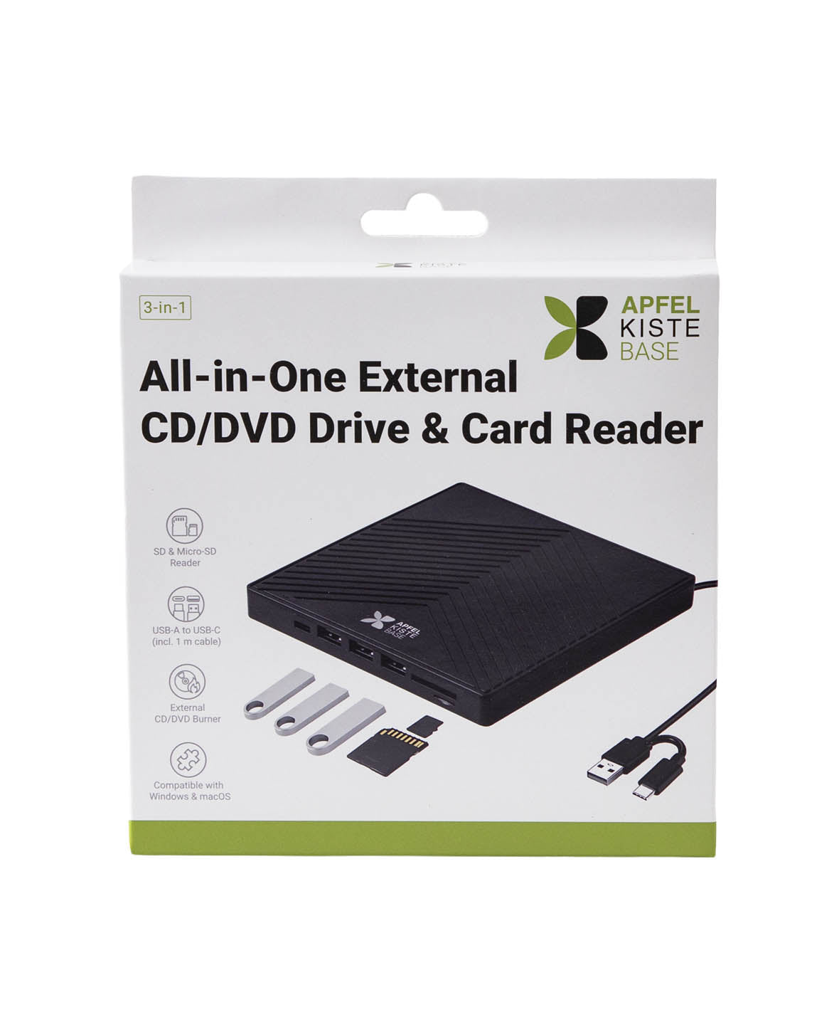 3in1 Slim Super Drive USB C / USB 3.0 CD DVD-RW External Drive Burner