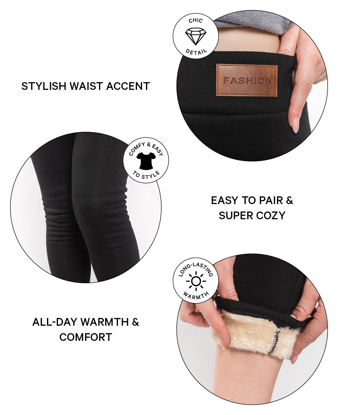 (Size S-M) Fluffy Winter Leggings Lined Fur Trousers with Inner Fl