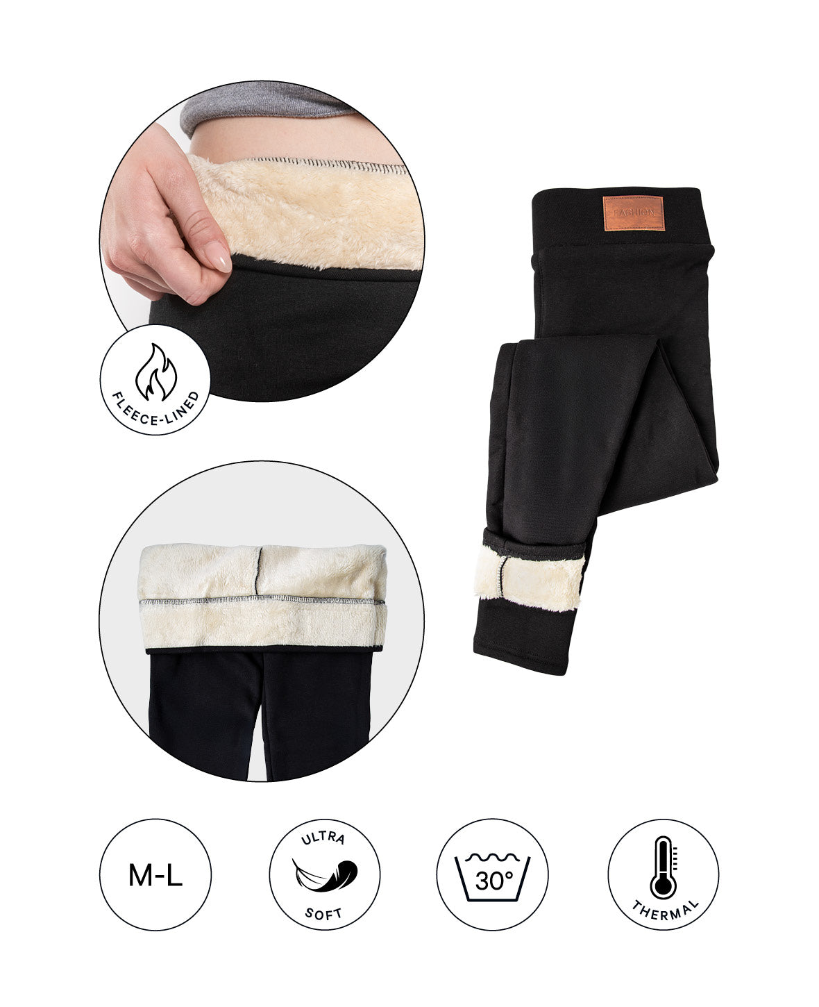 (Gr. M-L) Flauschige Winter Leggings Gefütterte Fell Hosen mit Innenfl