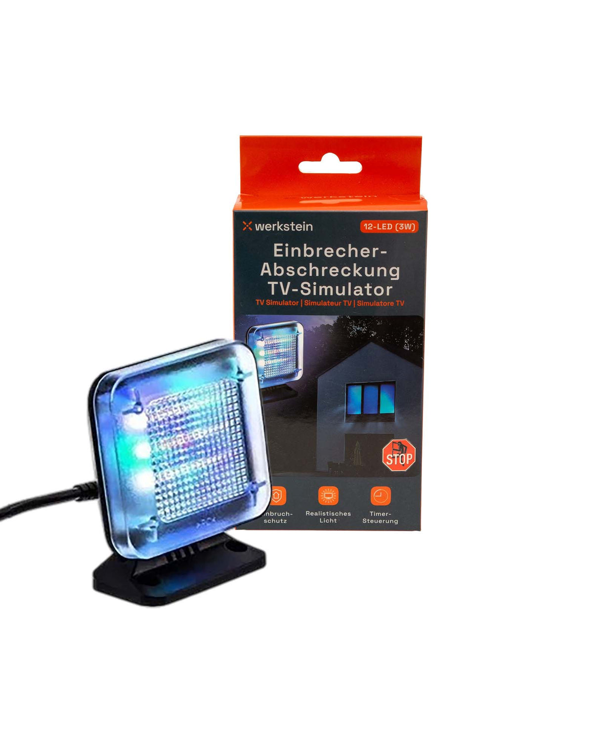 (3W) 12-LED's TV Simulator Fernseher Attrappe Einbruchschutz mit Timer