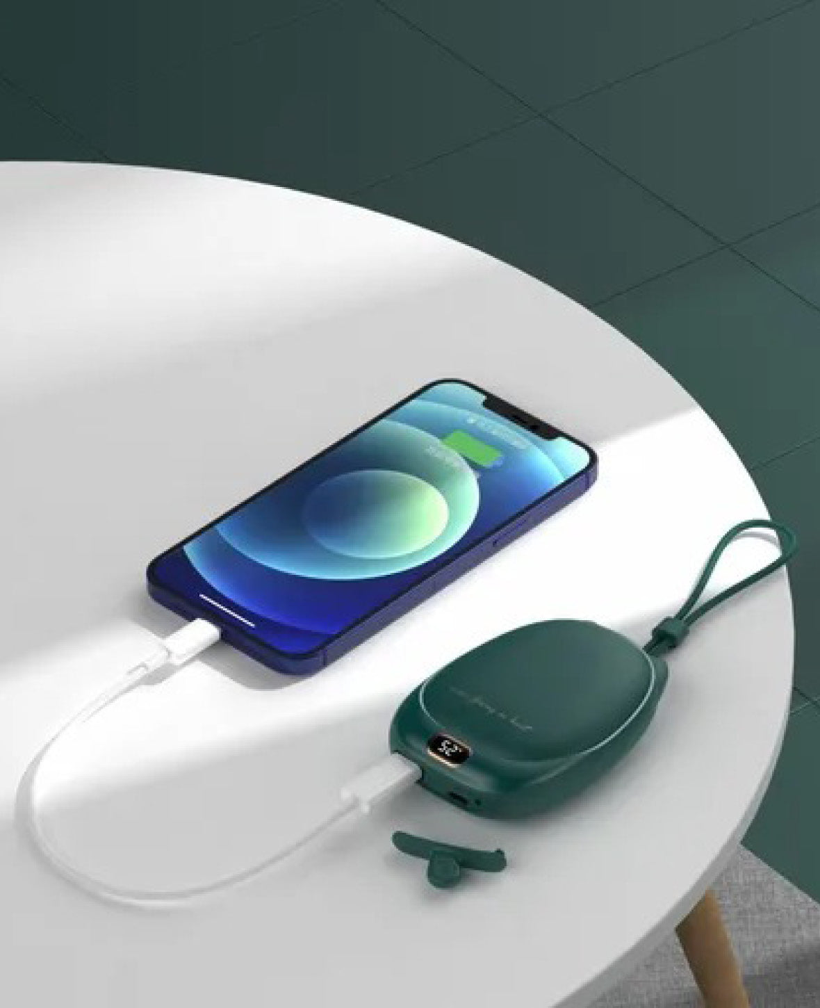 (5V/2.1A) 2-in-1 10000mAh USB Power Bank Charger + Hand Warmer - Dark Green