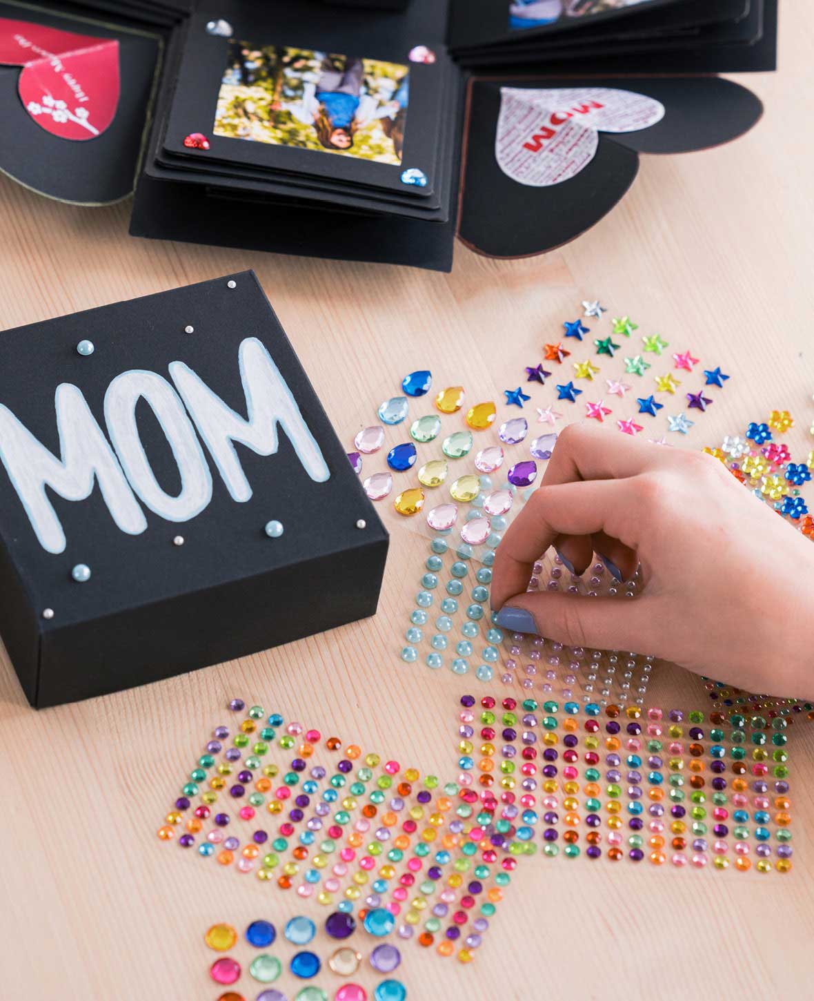 Stickers 3D effet pierre précieuse Perles autocollantes, 14 feuilles