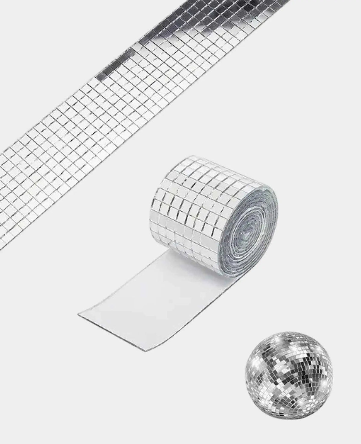 Deko Mosaik Spiegel Aufkleber Sticker Disco Spiegelmatte, Silber, 1m/4cm