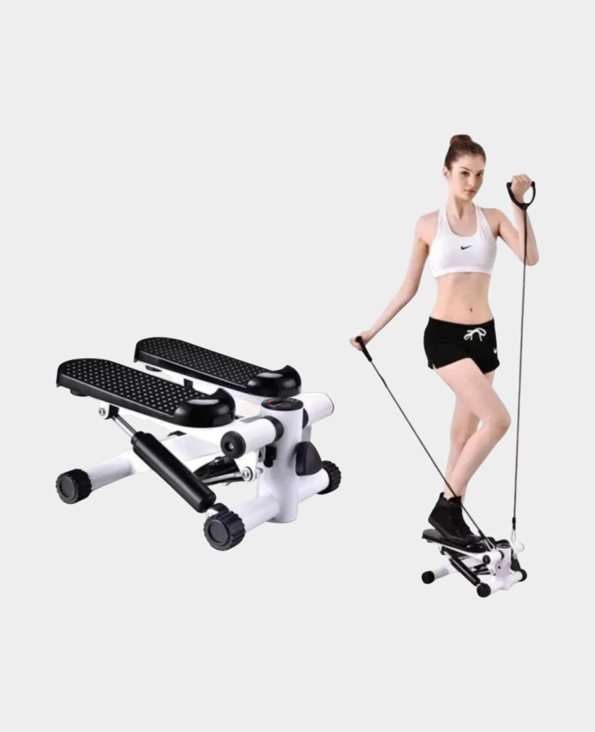 2in1 Mini Stepper Fitnessgerät + Widerstandsband Home Workout - Schwar