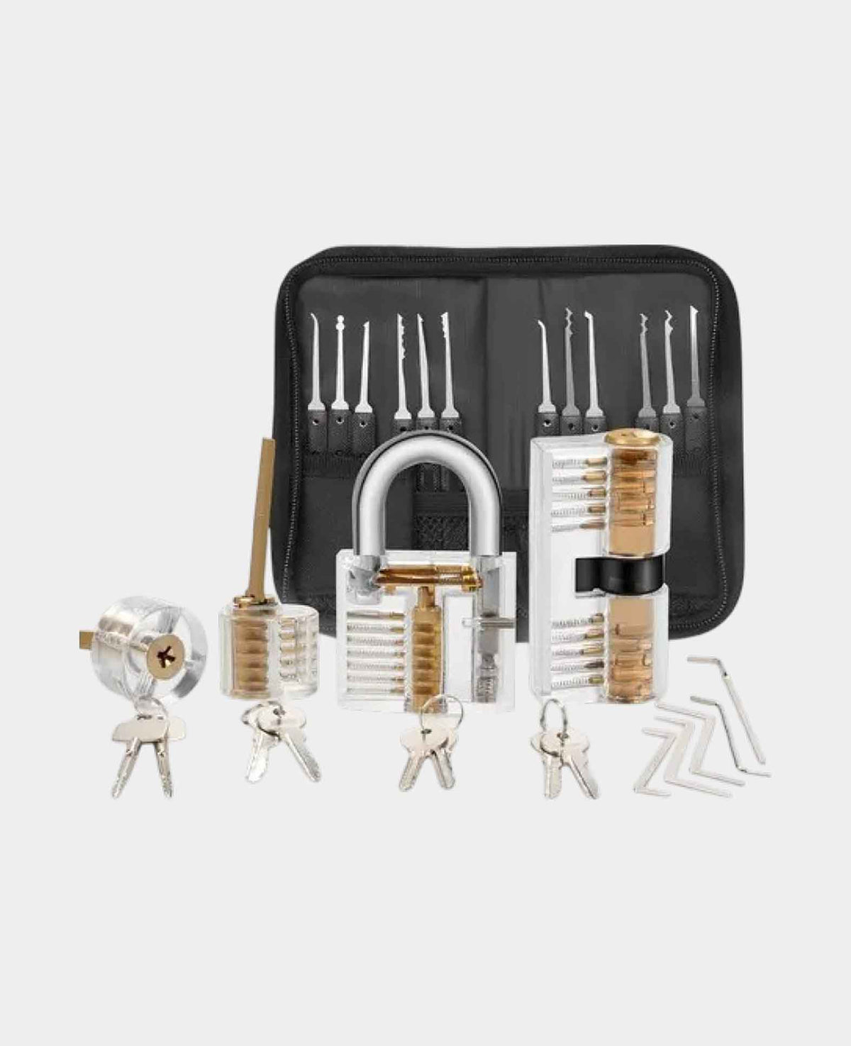 (26-tlg. Set) Dietrich Lockpicking Set mit 4 Übungsschlössern und