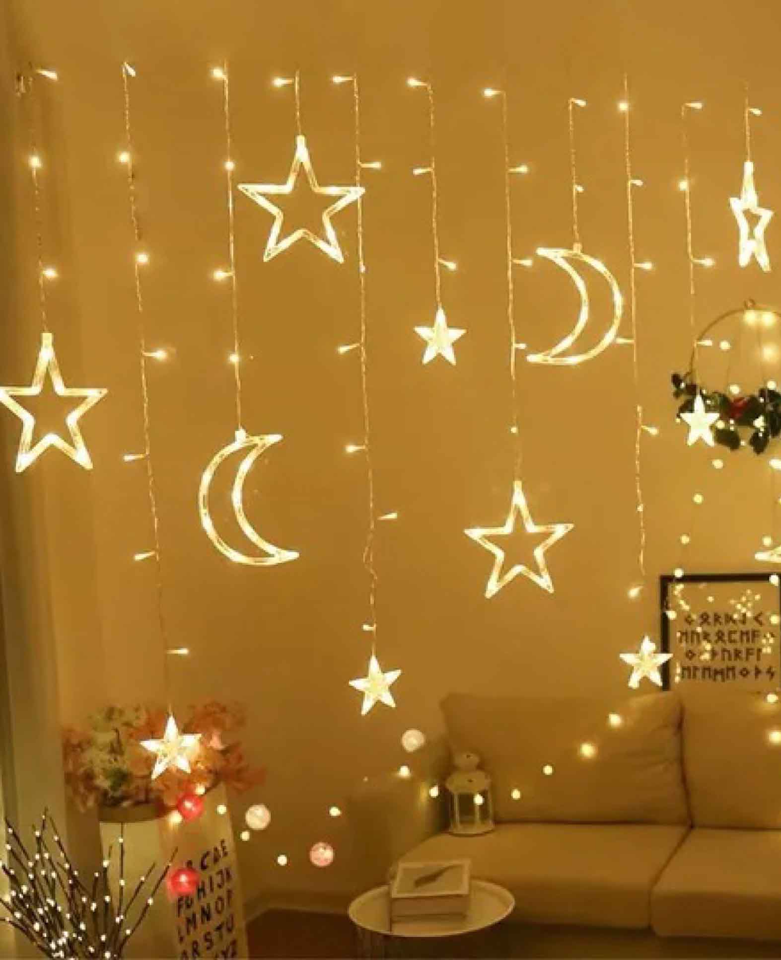 LED Lichterkette Sternen / Mond - Warmweiss, 3.5 m